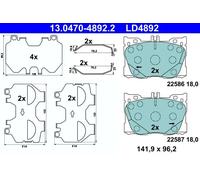 Set di pastiglie freno, freno a disco ATE Ceramic 13.0470-4892.2