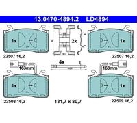 Set di pastiglie freno ATE 13.0470-4894.2, anteriore, Ceramica