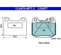 Set di pastiglie freno ATE 13.0470-4977.2, posteriore, Ceramica