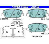 ATE Kit pastiglie freni Anteriore con segnalatore acustico usura con accessori 13.0470-5659.2