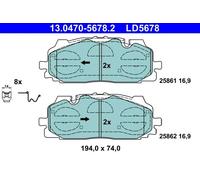 Set di pastiglie freno ATE 13.0470-5678.2, anteriore, Ceramica