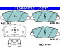 ATE Kit pastiglie freni Anteriore con segnalatore acustico usura con accessori 13.0470-5777.2