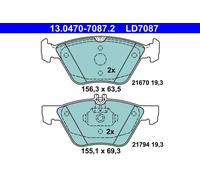 Set di pastiglie freno ATE 13.0470-7087.2, anteriore, Ceramica