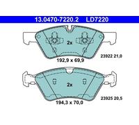 Set di pastiglie freno ATE 13.0470-7220.2, anteriore, Ceramica