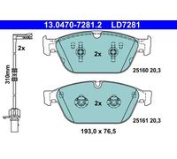 Set di pastiglie freno ATE 13.0470-7281.2, anteriore, Ceramica