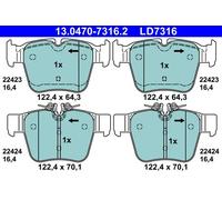 Set di pastiglie freno ATE 13.0470-7316.2, indietro