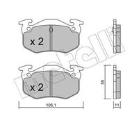 metelligroup 22-0038-0 Pastiglie Freno Anteriori E Posteriori, Made in Italy, Pezzo di Ricambio per Auto/Automobile, Kit da 4 Pezzi, Certificate ECE R90, Prive di Rame