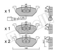 Pasticche Freno Anteriori Metelli 2202112 VW Beetle (5C) - Audi VW SEAT SKODA