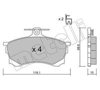 Pastiglie freno 22-0250-0 METELLI per MITSUBISHI CARISMA CARISMA Tre volumi