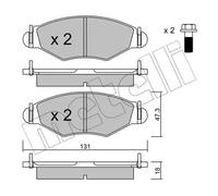 Pastiglie freno 22-0254-1 METELLI per PEUGEOT 206 Hatchback 206 Van 206 SW 206+