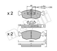 Pastiglie freno 22-0274-4 METELLI per FIAT PUNTO Furgone/hatchback PUNTO EVO 500