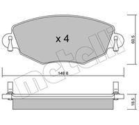 Kit Pastiglie Freno Freno A Disco Metelli 22-0318-0 per Ford Jaguar