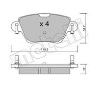 METELLI Pastiglie Freni Posteriori per Ford Mondeo III Familiare Renault Kangoo