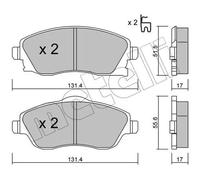 Kit Pastiglie Freno Freno A Disco Metelli 22-0340-0 per Opel Vauxhall