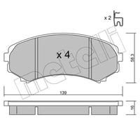 22-0399-0 METELLI SET PASTIGLIE FRENO ANTERIORI PER MITSUBISHI PAJERO III IV