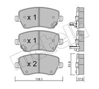 Metelli Pastiglie freno 22-0485-2 Prodotto in Italia frontali per Nissan Micra IV/V Note