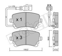 Pastiglie freno 22-0554-0 METELLI per VW MULTIVAN T5 TRANSPORTER T5 Autobus