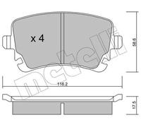 METELLI 22-0554-2 Kit pastiglie freni per VW Transporter VI Bus (SGB, SGG, SGJ)