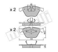 METELLI Pastiglie Freno Bremsbelegsatz Frontale per BMW 5er Parabrezza Touring