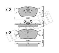 Metelli Pastiglie freno 22-0640-0 per BMW 3 Assale anteriore Sistema ATE - Teves