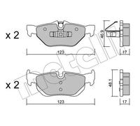 metelligroup 22-0642-0 Pastiglie Freno Anteriori E Posteriori, Made in Italy, Pezzo di Ricambio per Auto/Automobile, Kit da 4 Pezzi, Certificate ECE R90, Prive di Rame