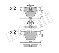 Kit Pastiglie Freno Freno A Disco Metelli 22-0643-0 per Bmw Assale Posteriore