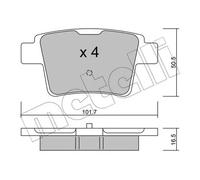 METELLI 22-0677-0 Kit pastiglie freni Posteriore per FORD MONDEO III (B5Y)