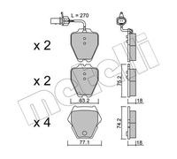 Pastiglie freno 22-0774-1 METELLI per AUDI VW