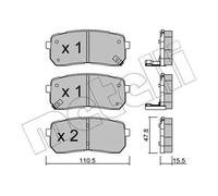 Kit Pastiglie Freno Freno A Disco Metelli 22-0786-0 per Hyundai Kia