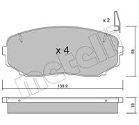 Pastiglie freno 22-0872-0 METELLI per MAZDA MITSUBISHI