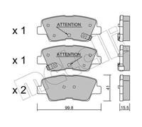 Pastiglie freno 22-0886-1 METELLI per HYUNDAI KIA SSANGYONG