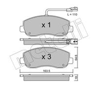 metelligroup 22-0898-0 Pastiglie Freno Anteriori E Posteriori, Made in Italy, Pezzo di Ricambio per Auto/Automobile, Kit da 4 Pezzi, Certificate ECE R90, Prive di Rame