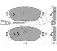 METELLI Pastiglie Freno Anteriore per VW Sharan 7N 2.0 Tdi 1.4 TSI Golf