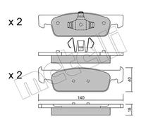 metelligroup 22-0975-0 Pastiglie Freno Anteriori E Posteriori, Made in Italy, Pezzo di Ricambio per Auto/Automobile, Kit da 4 Pezzi, Certificate ECE R90, Prive di Rame
