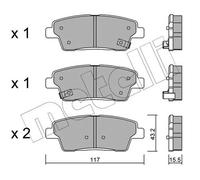 Pastiglie freno 22-1140-0 METELLI per HYUNDAI GENESIS