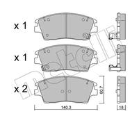 Metelli Kit pastiglie freni 22-1164-0 Anteriore per Hyundai Tucson / Kia Sportage