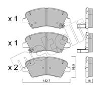 Pastiglie freno 22-1167-0 METELLI per KIA HYUNDAI