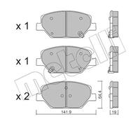 METELLI Kit pastiglie freno, Freno a disco 22-1178-0