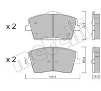 METELLI Kit pastiglie freno, Freno a disco 22-1186-0