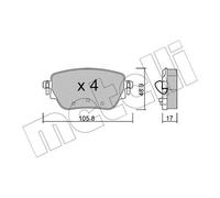Pastiglie freno 22-1195-0 METELLI per MERCEDES-BENZ CLASSE A CLASSE A Tre volumi