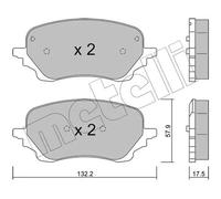 Metelli Kit pastiglie freni 22-1247-0 Anteriore senza contatto segnalazione usura