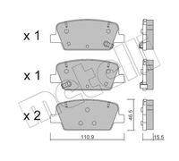 METELLI Kit pastiglie freno, Freno a disco 22-1283-0