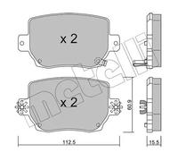 Metelli Kit pastiglie freno 22-1334-0 Freno a disco per Tesla Model 3/Model Y