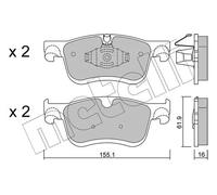 METELLI Kit pastiglie freno, Freno a disco 22-1349-0