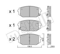 Pastiglie freno 22-1361-0 METELLI per HYUNDAI KIA