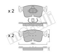 Metelli Kit pastiglie freni 22-1383-0 per VW Golf VIII (CD1, CB1, CG5, SBA, SBH) Audi Skoda