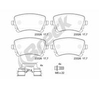 Set di pastiglie freno BRECK 23326 00 702 00, posteriore