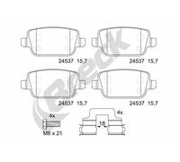 Set di pastiglie freno BRECK 24537 00 702 00, posteriore