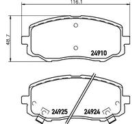 Hella Kit pastiglie freni 8DB 355 014-901, Spessore 16,8 mm, segnalatore acustico usura, Hyundai/Kia