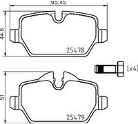 Hella Kit pastiglie freni 8DB 355 020-111 per Mini Countryman/Paceman Spessore 16,8 mm